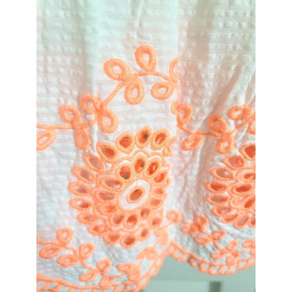 LILLY PULITZER Lilliana Embroidered Eyelet‎ Top XXS White Cantaloupe NWT $128 - Picture 4 of 7